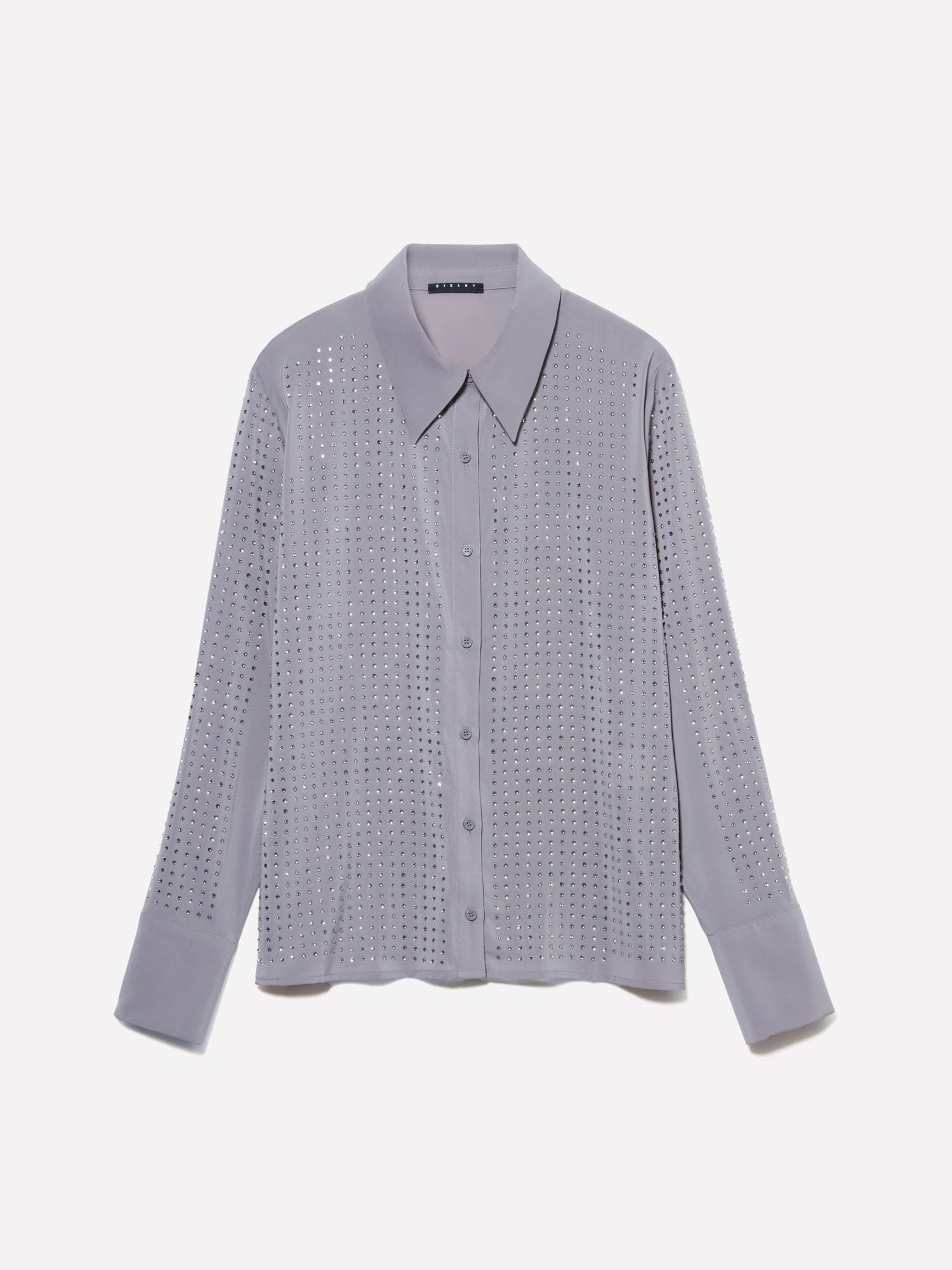 Camicia in tulle con strass da donna grigio chiaro | Sisley Outlet