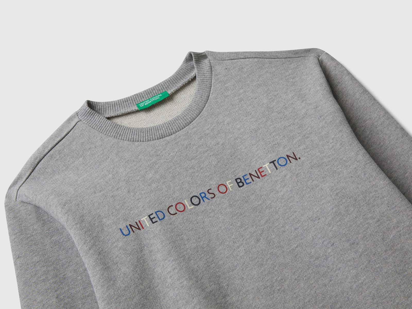 Felpa con logo in cotone da bambino grigio chiaro 3 | Benetton Outlet