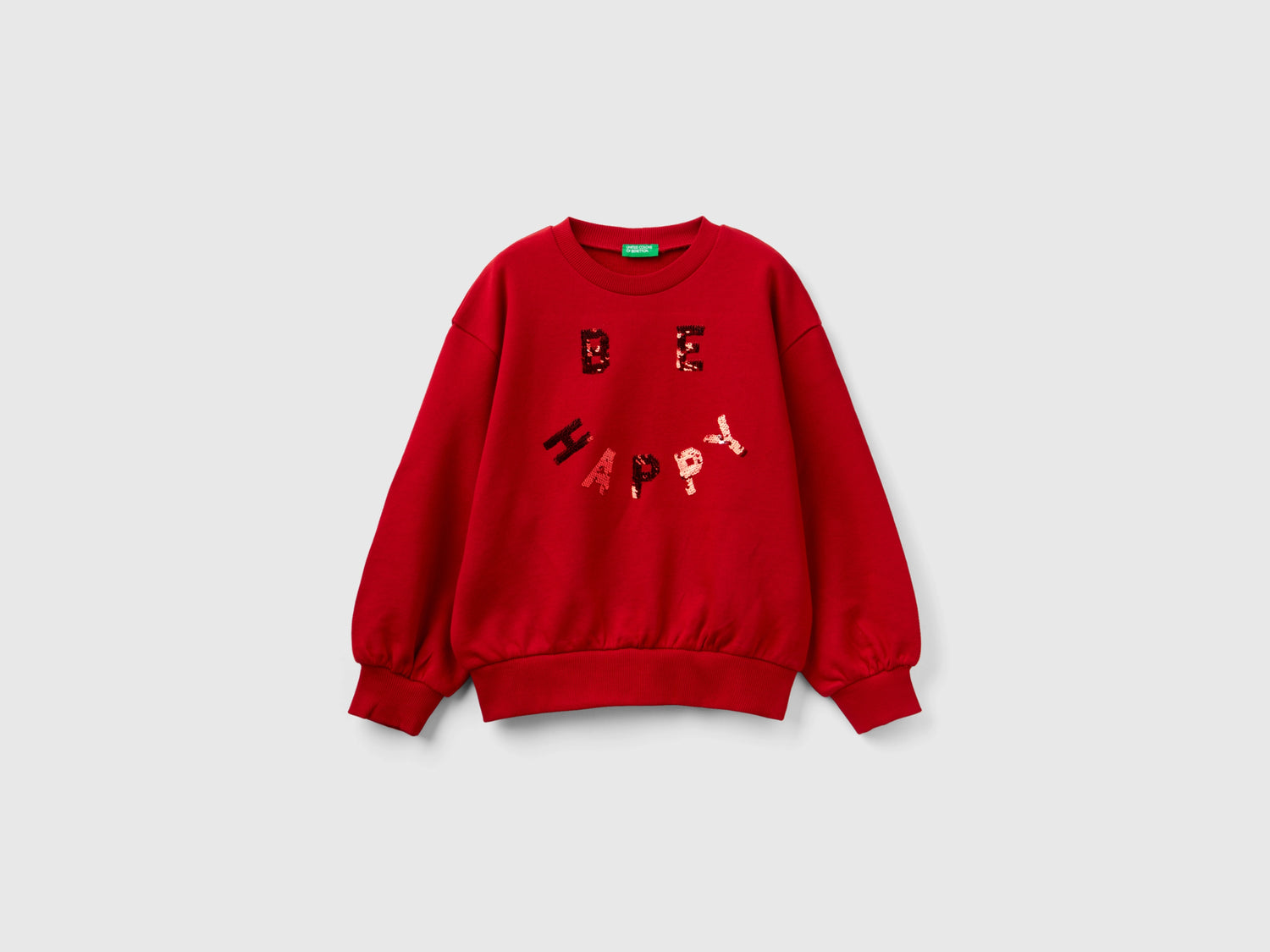Felpa con paillettes reversibili da bambina rosso | Benetton Outlet