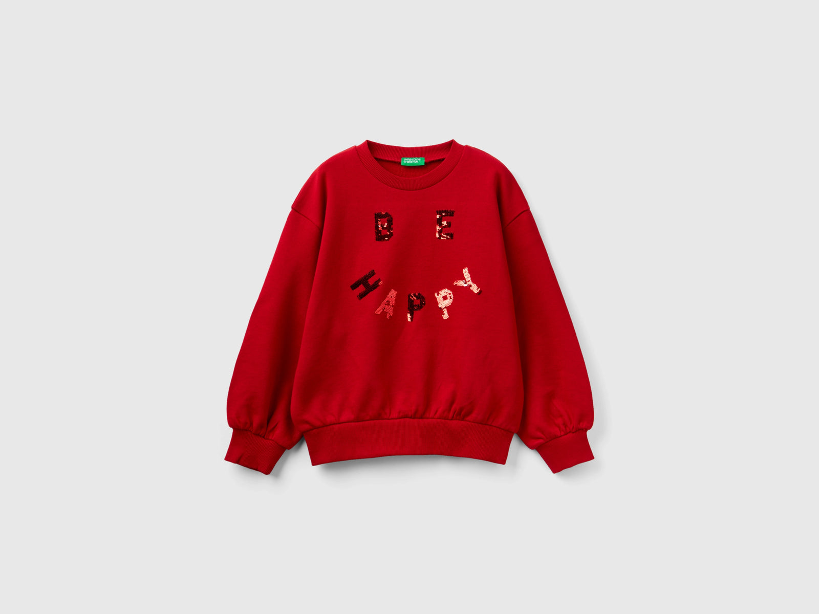 Felpa con paillettes reversibili da bambina rosso | Benetton Outlet