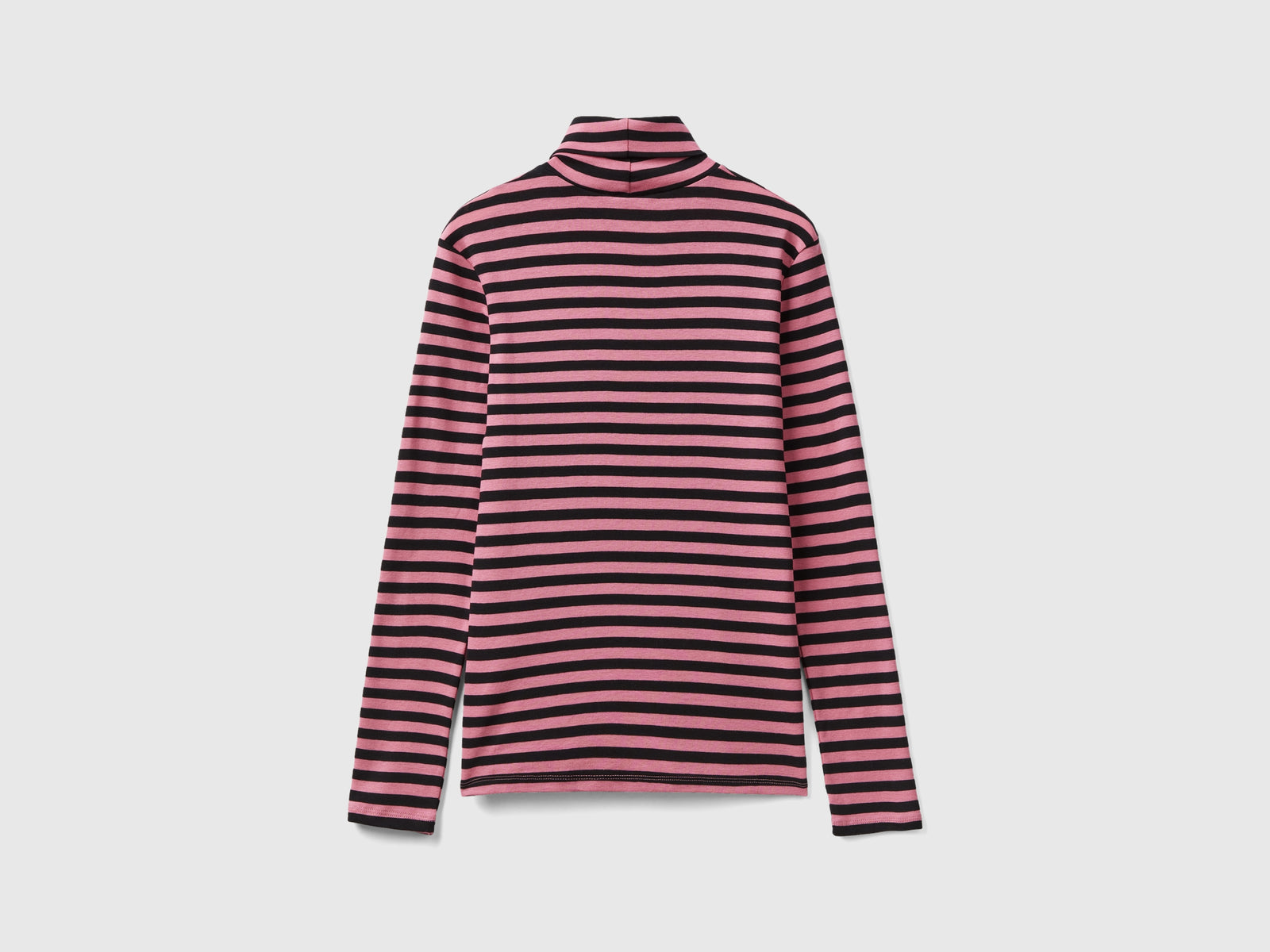 T-shirt lupetto a righe da donna rosa 2 | Benetton Outlet