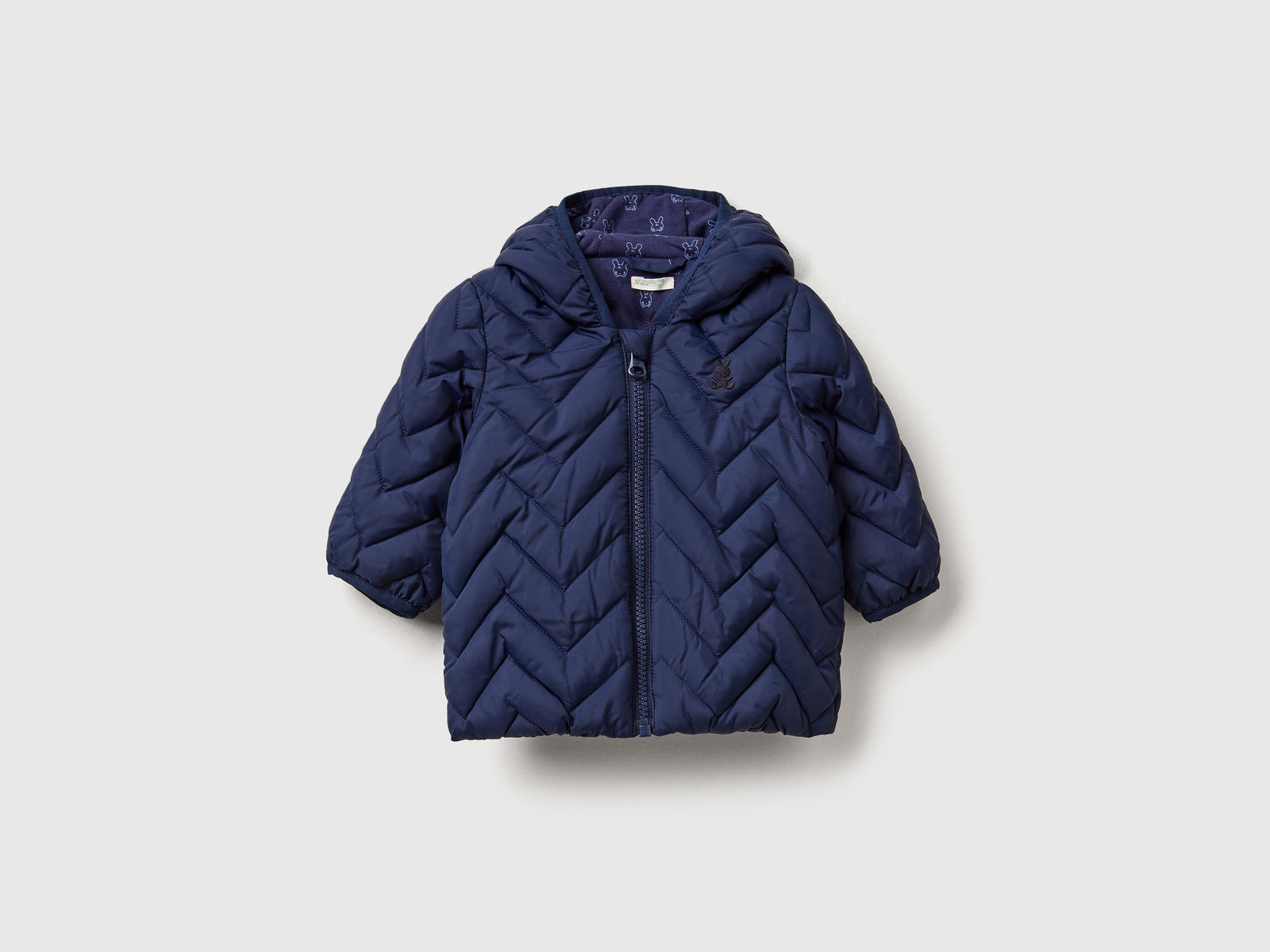 Piumino imbottito con orecchie da neonato blu | Benetton Outlet
