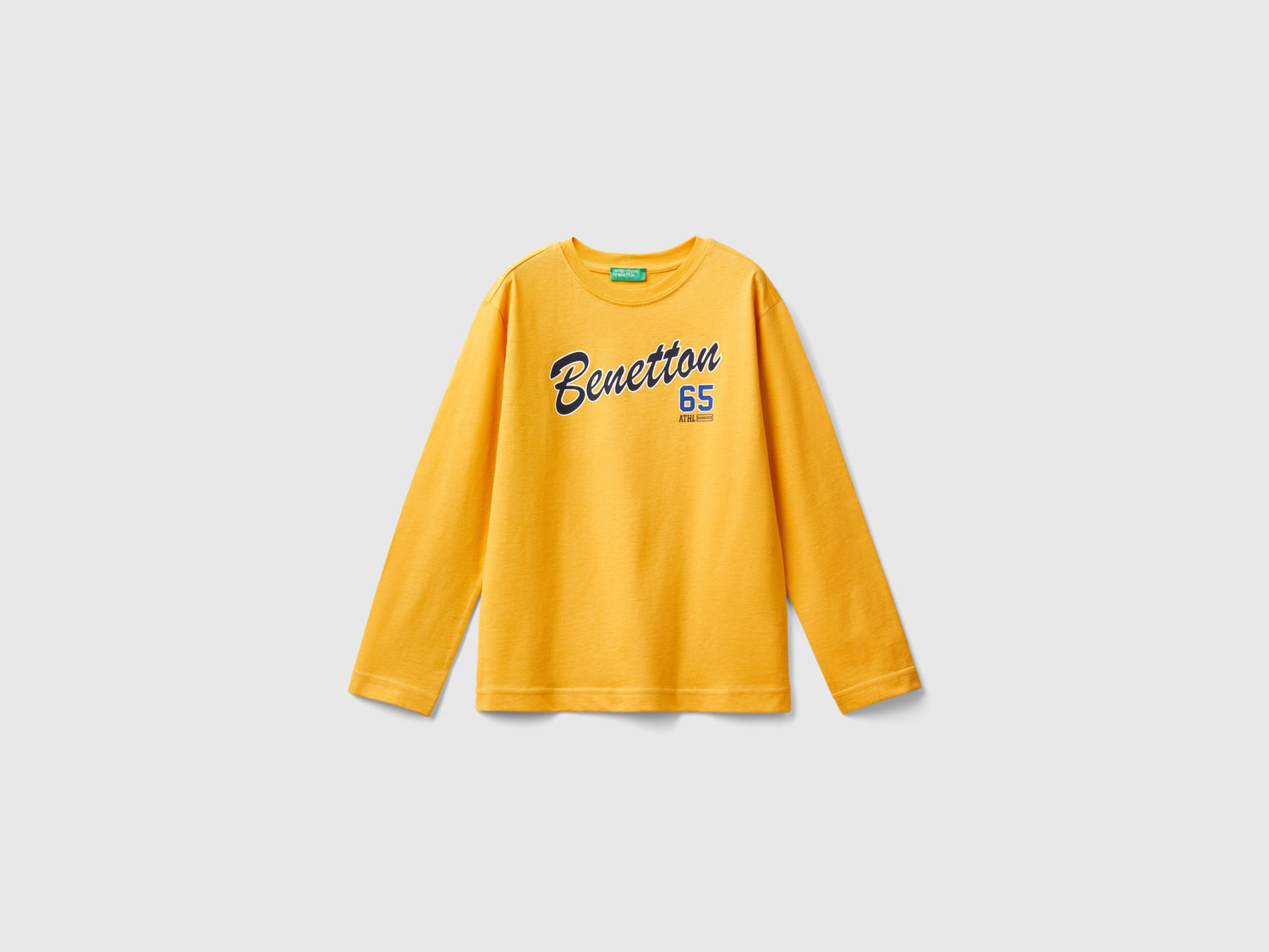 T-shirt manica lunga 100% cotone bio da bambino senape | Benetton Outlet