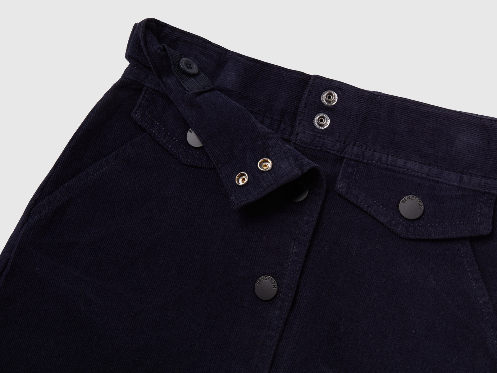 Gonna in velluto a coste da bambina blu scuro 3 | Benetton Outlet
