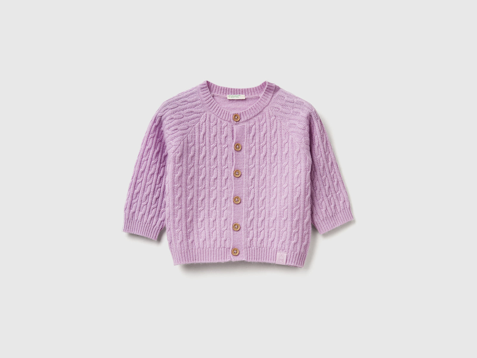 Cardigan a trecce da neonato lavanda | Benetton Outlet
