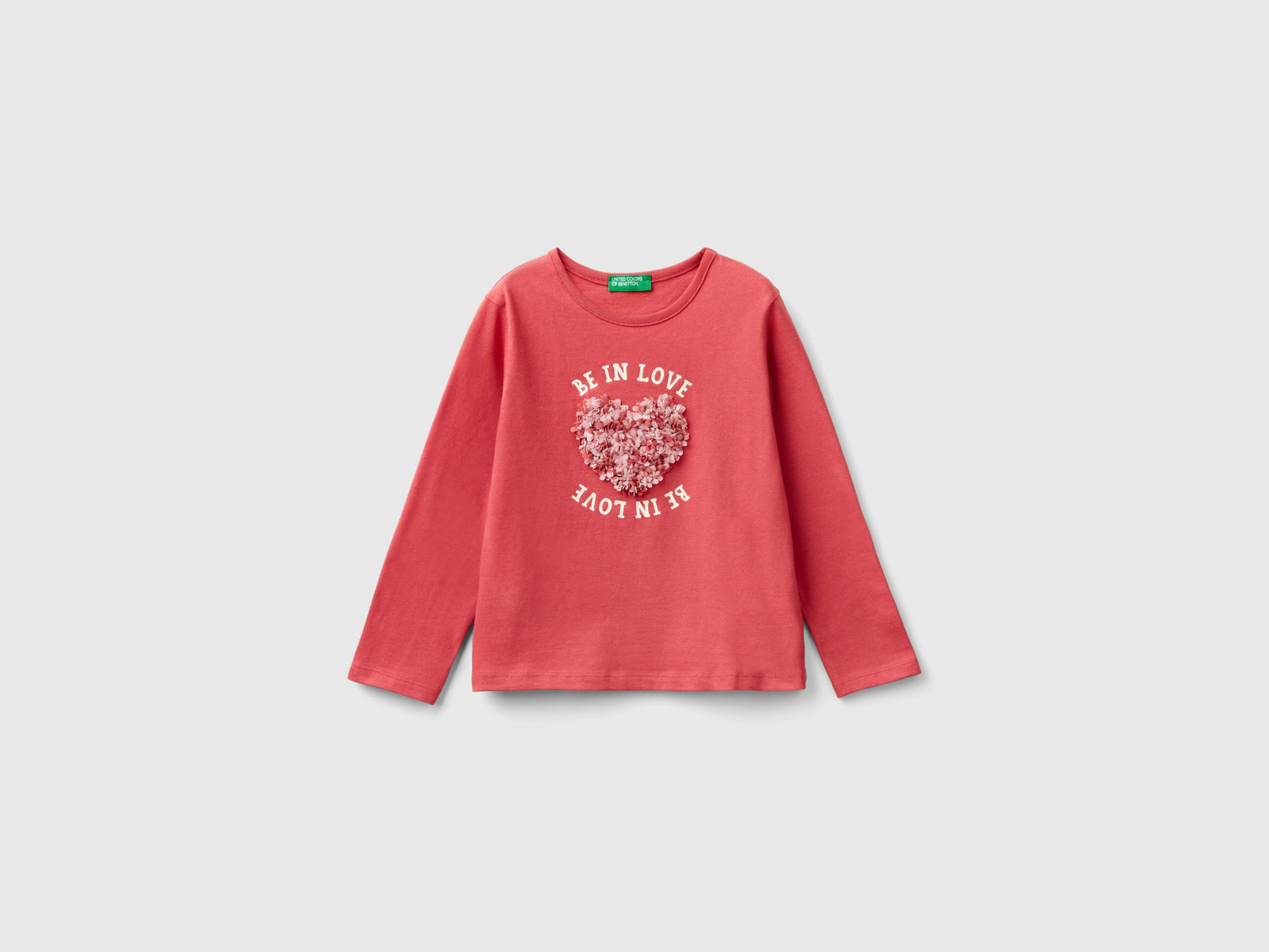 T-shirt con applicazione effetto petali da bimba malva | Benetton Outlet