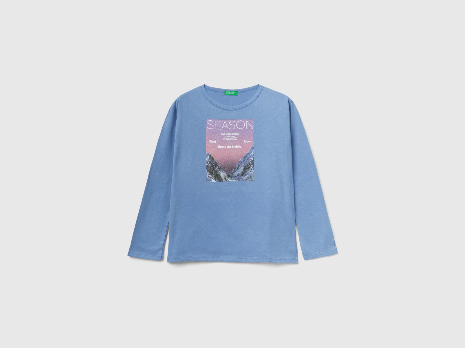 T-shirt con stampa fotografica da bambina azzurro | Benetton Outlet