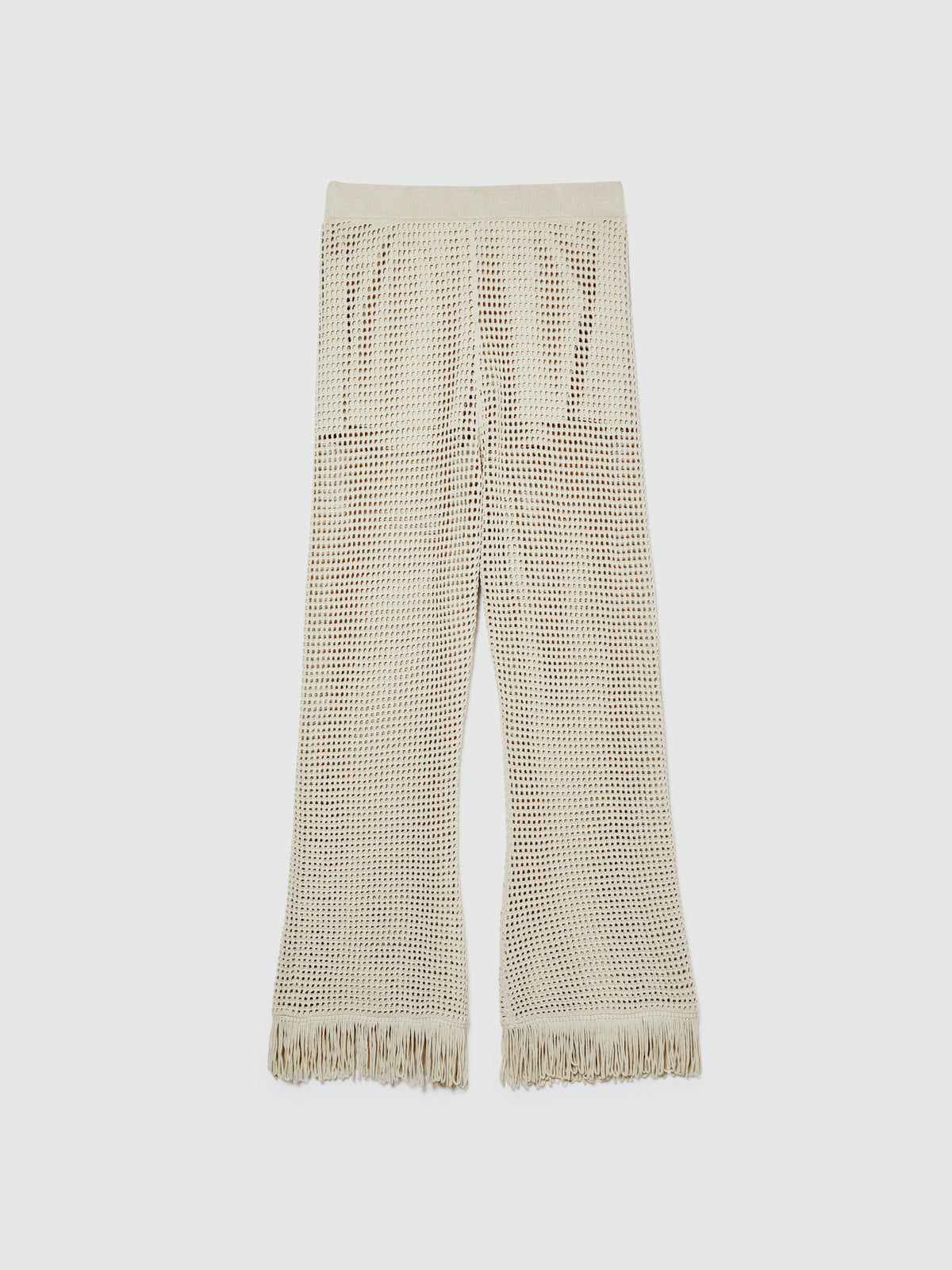 Pantaloni traforati con frange