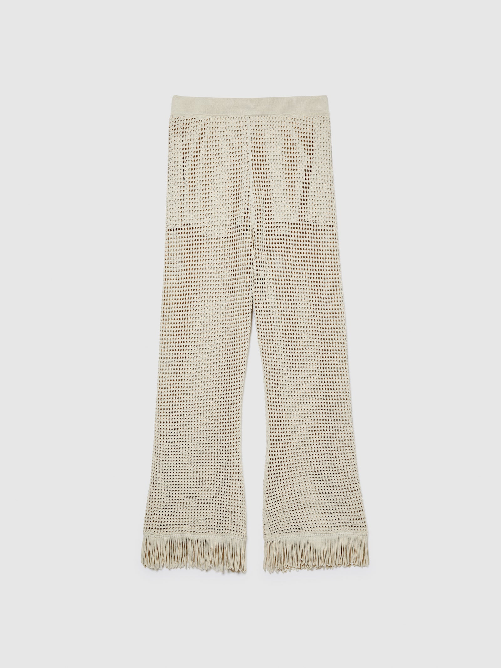 Pantaloni traforati con frange da donna beige | Sisley Outlet