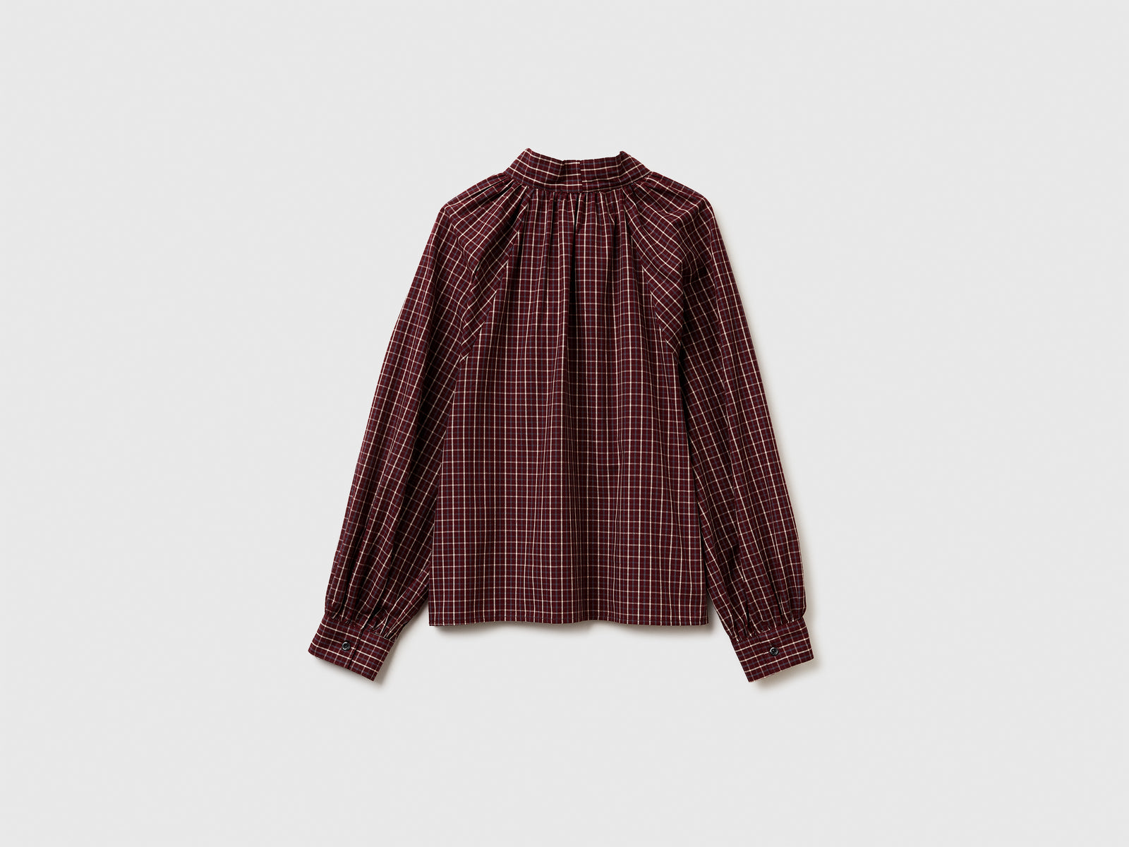 Blusa a quadri con fiocco da donna bordeaux 2 | Benetton Outlet