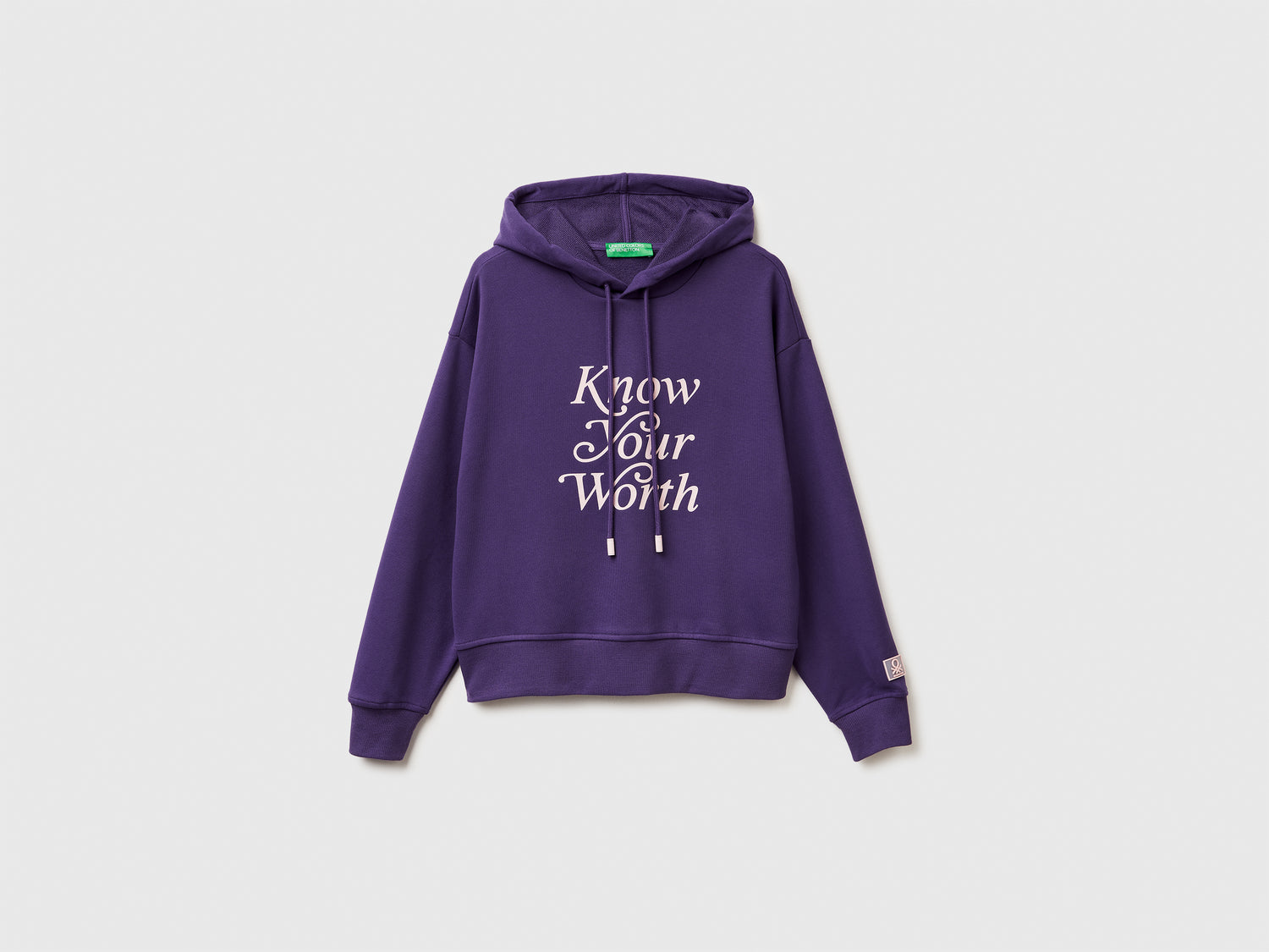 Felpa con cappuccio e slogan da donna viola | Benetton Outlet