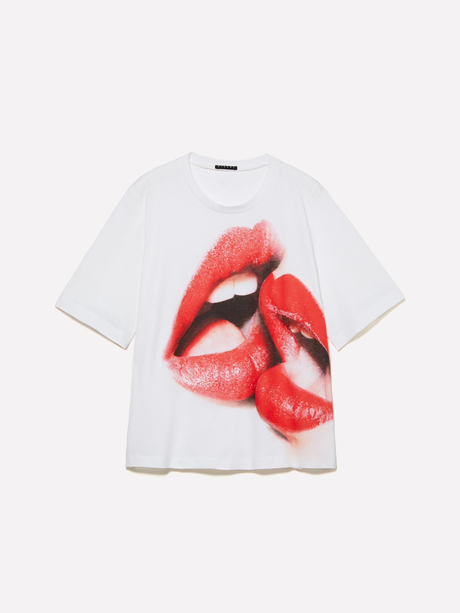 T-shirt boy fit 100% cotone bio con stampa labbra da donna bianco | Sisley Outlet