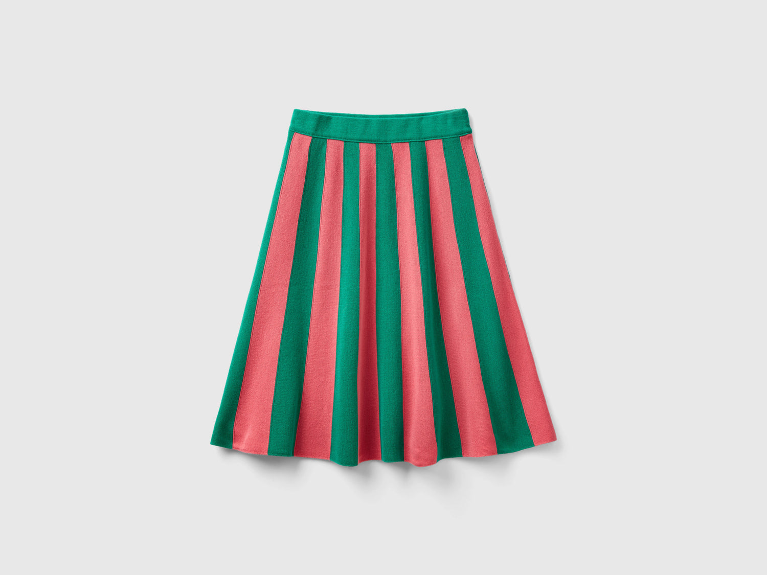 Gonna midi a righe verticali da donna rosa | Benetton Outlet