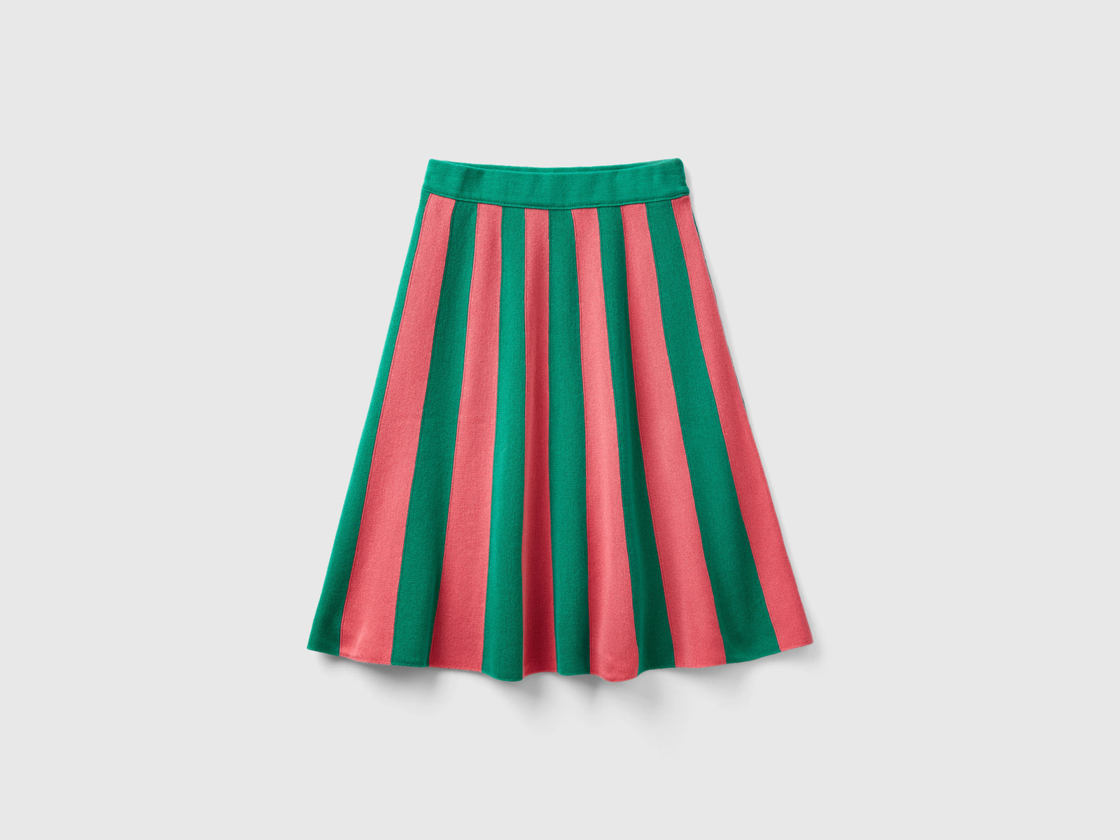 Gonna midi a righe verticali da donna rosa | Benetton Outlet