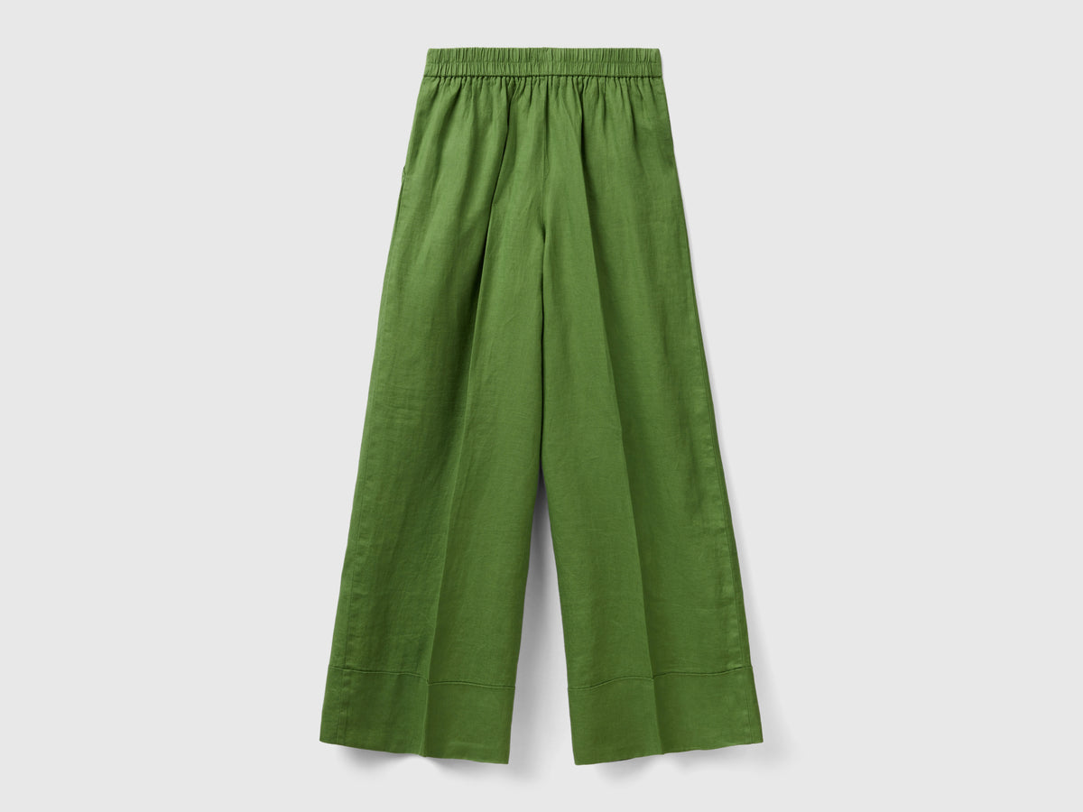 Pantaloni palazzo in 100% lino