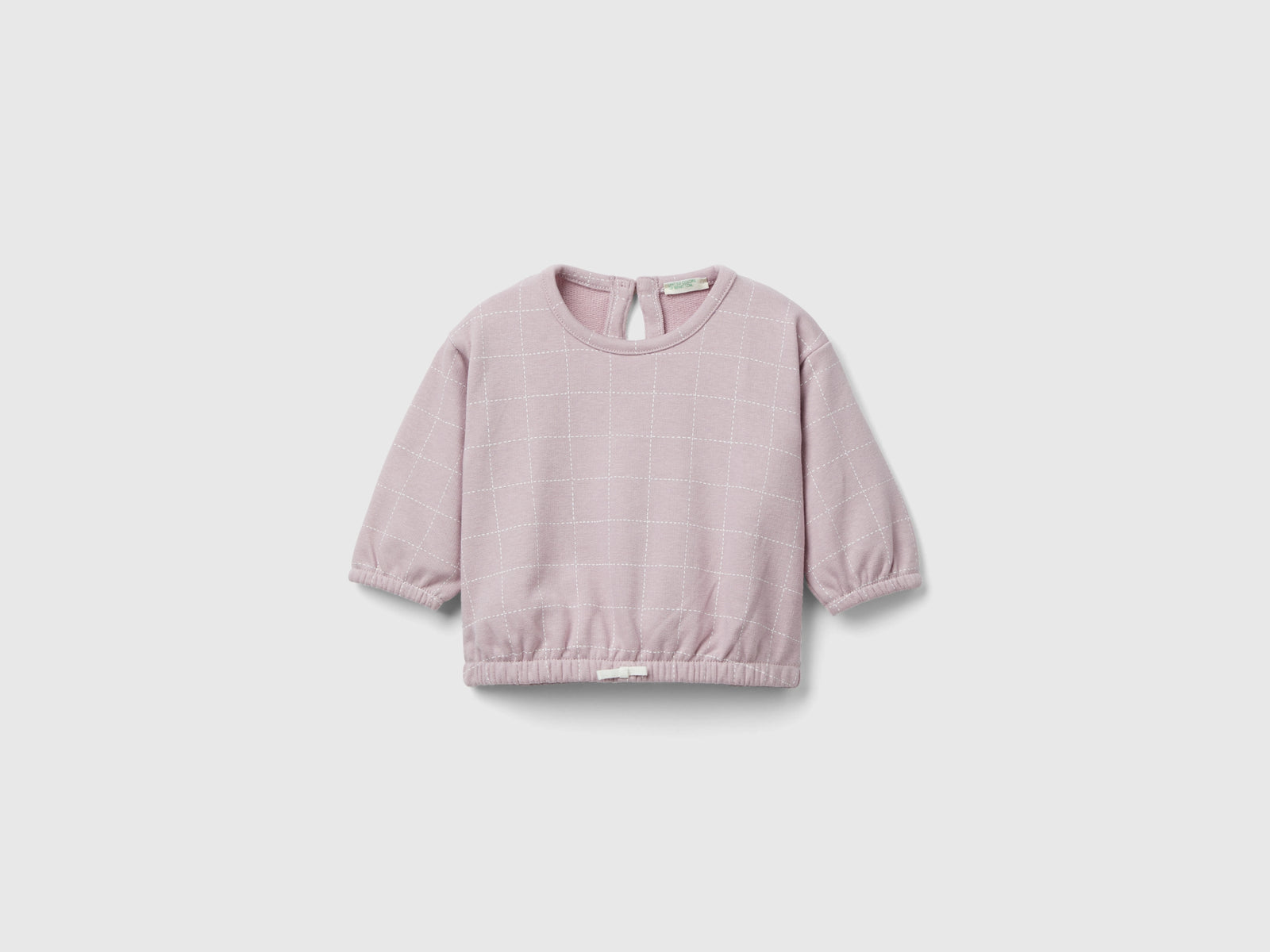 Felpa a quadri con fiocco da neonato rosa | Benetton Outlet