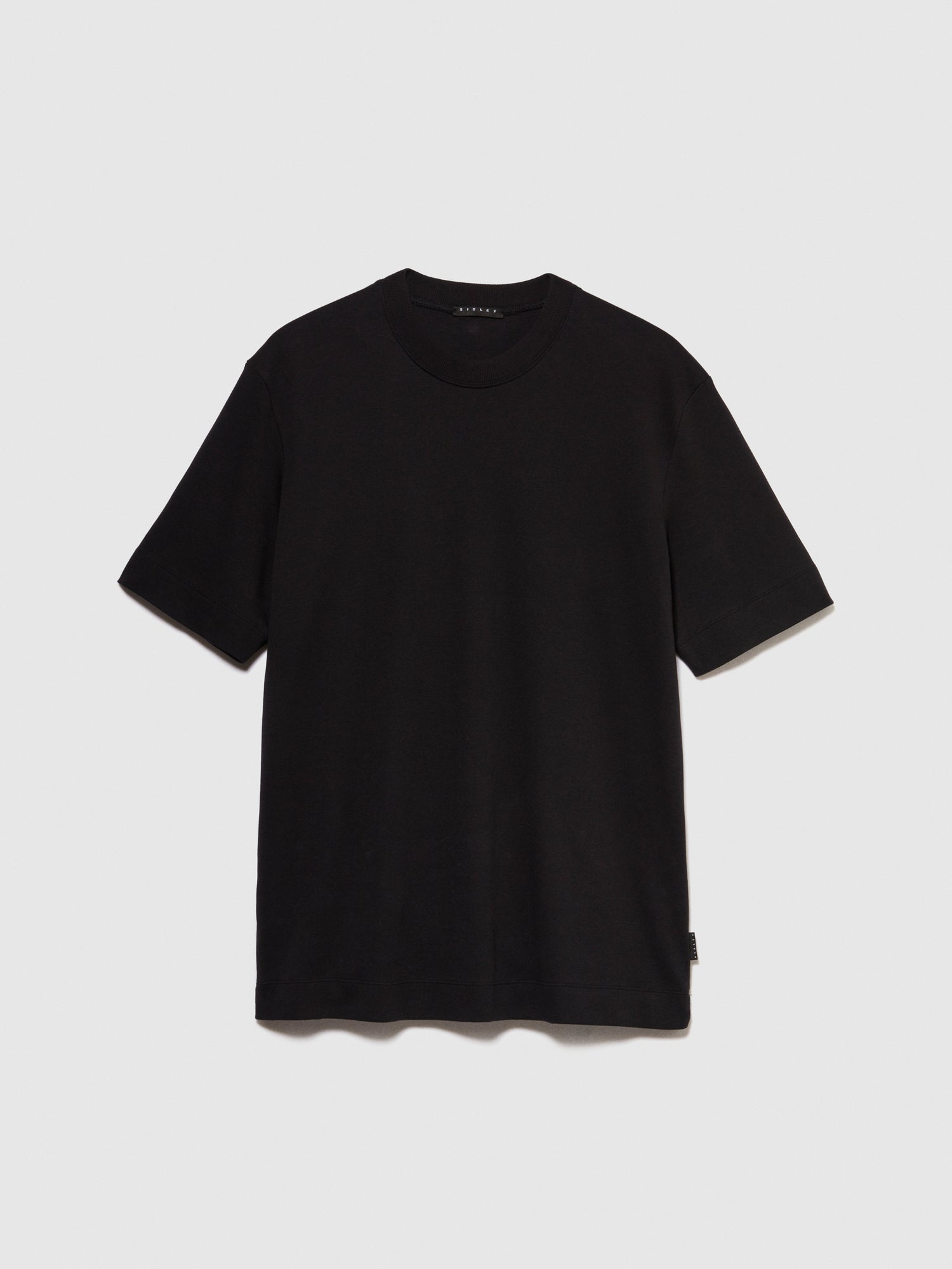 T-shirt tinta unita da uomo nero | Sisley Outlet