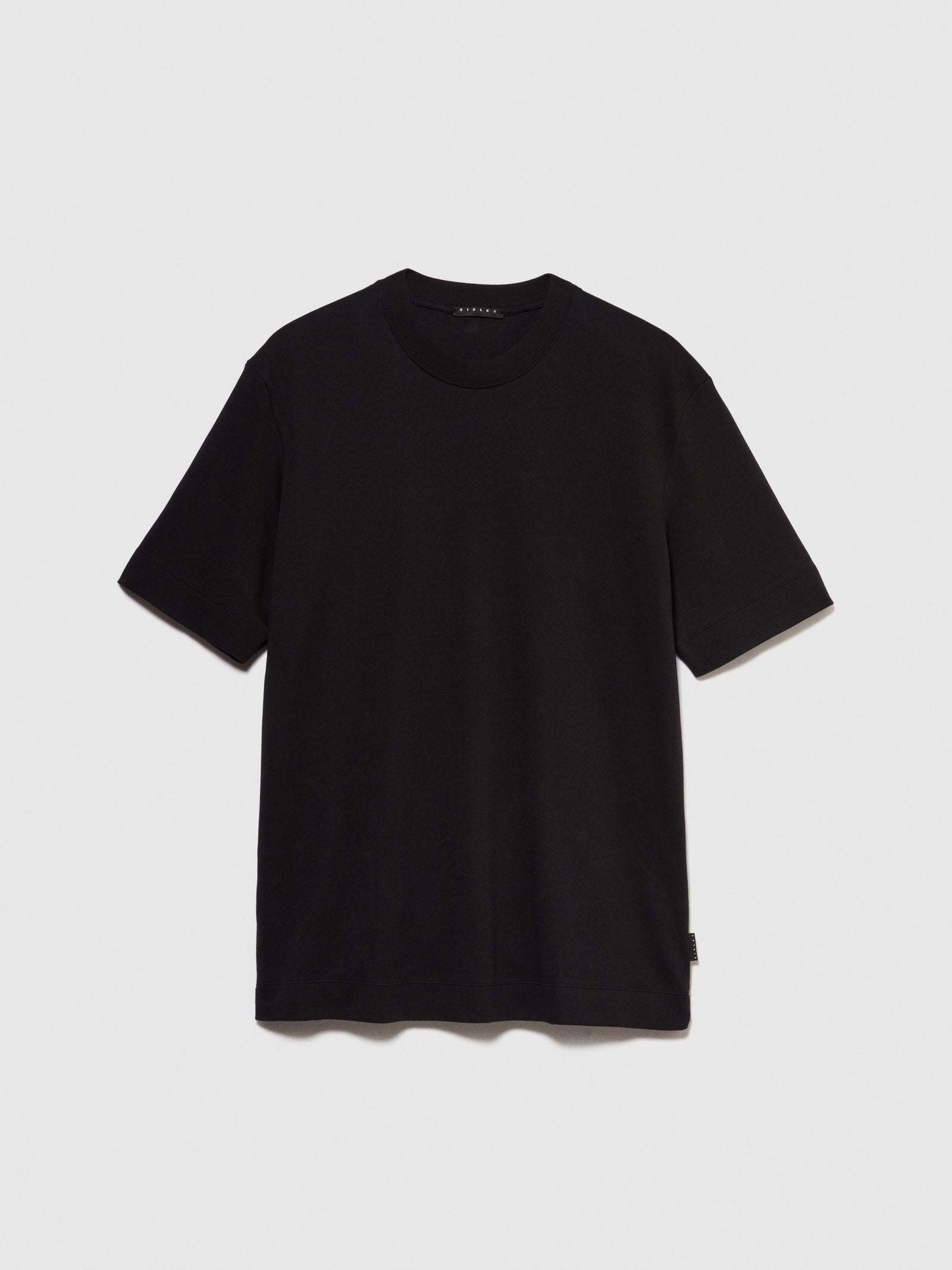 T-shirt tinta unita da uomo nero | Sisley Outlet