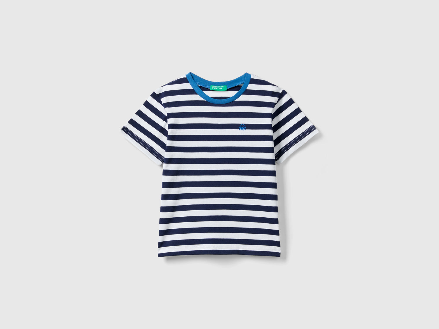 Maglietta a righe 100% cotone da bimbo blu scuro | Benetton Outlet