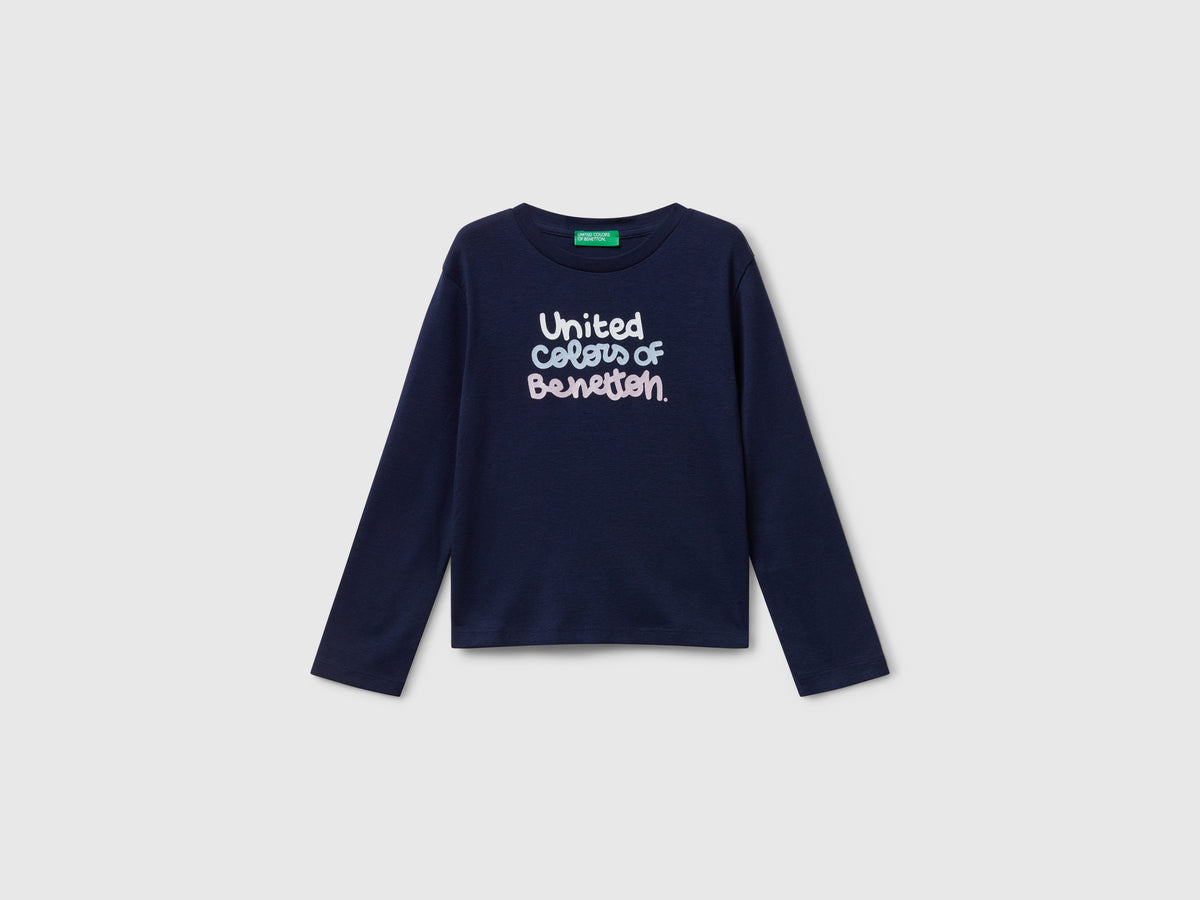 T-shirt con logo glitter in cotone