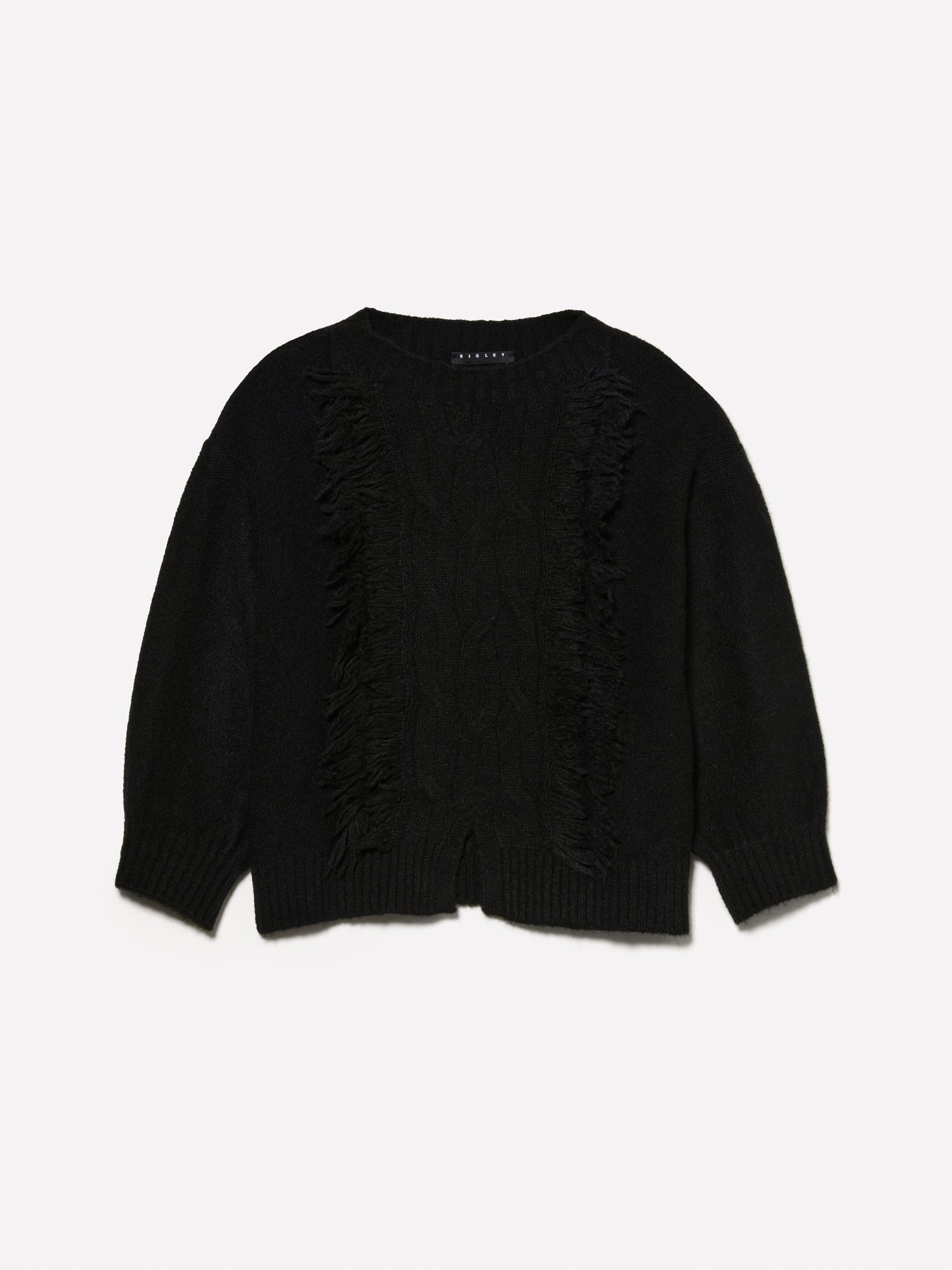 Maglia con treccia e frange da bambina nero | Sisley young Outlet