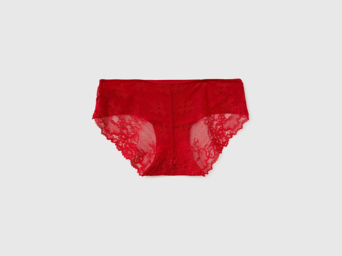 Slip rossi stretch con pizzo