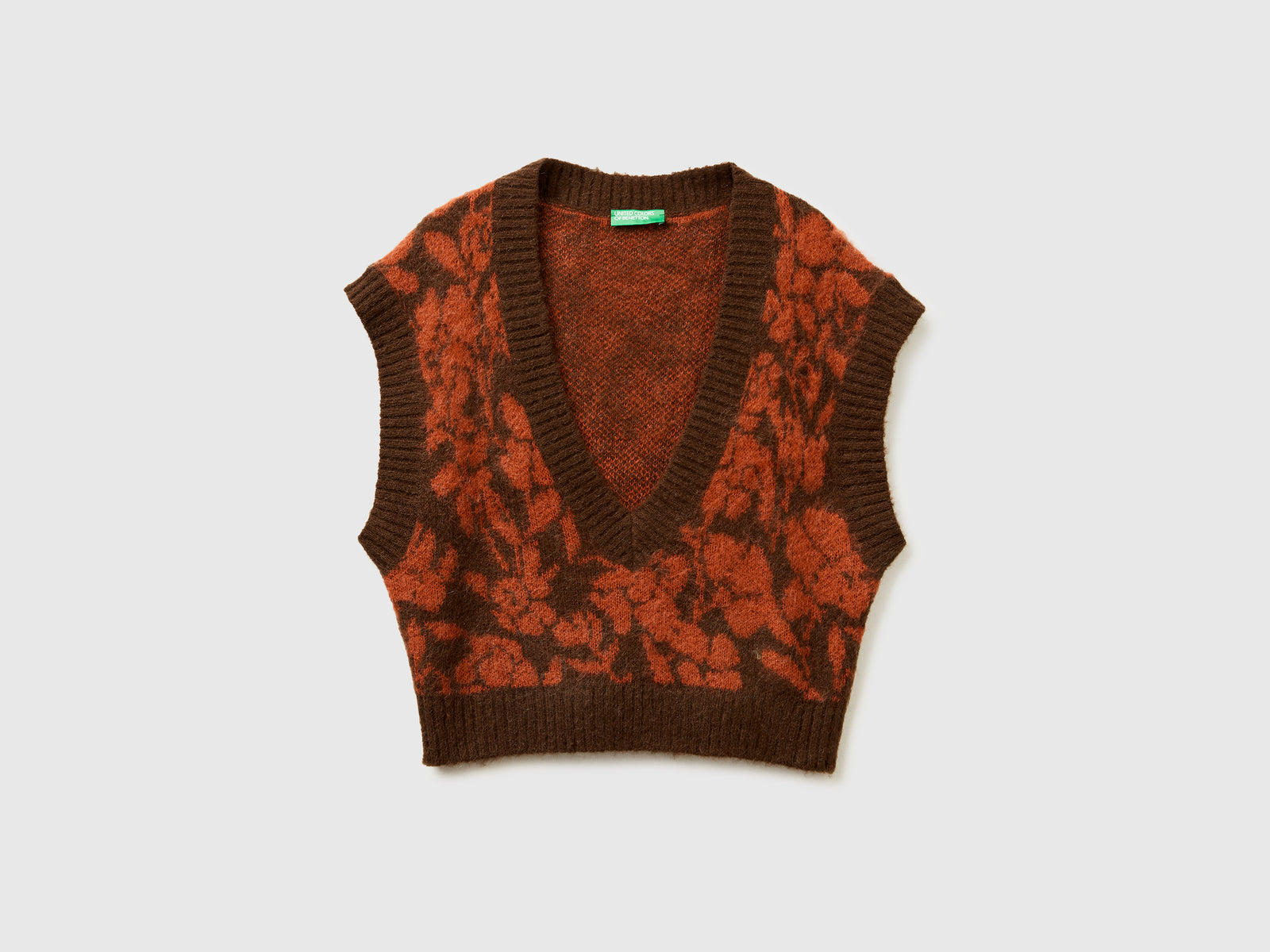 Gilet con fantasia floreale da donna marrone scuro | Benetton Outlet