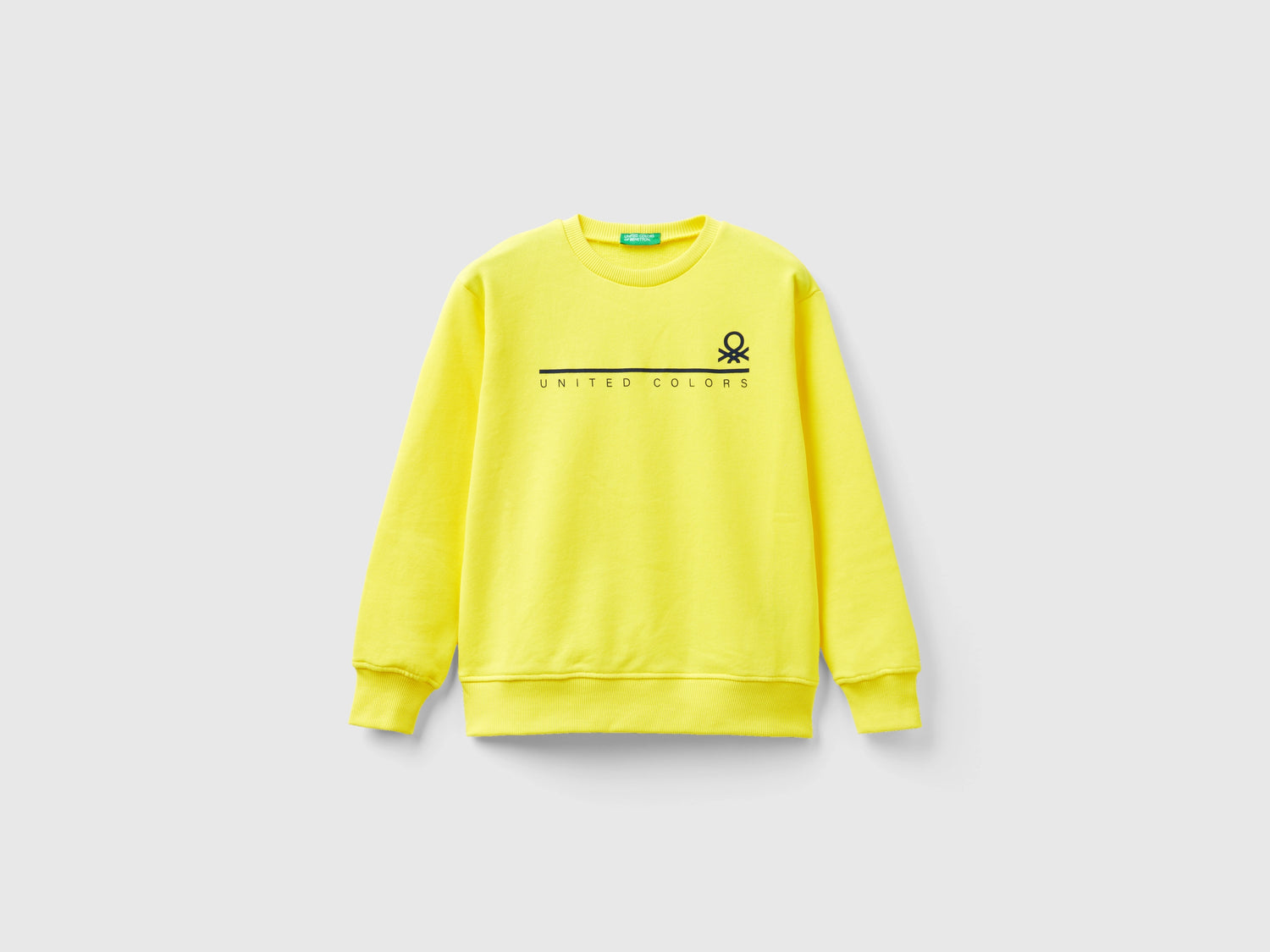 Felpa con stampa logo da bambino giallo | Benetton Outlet