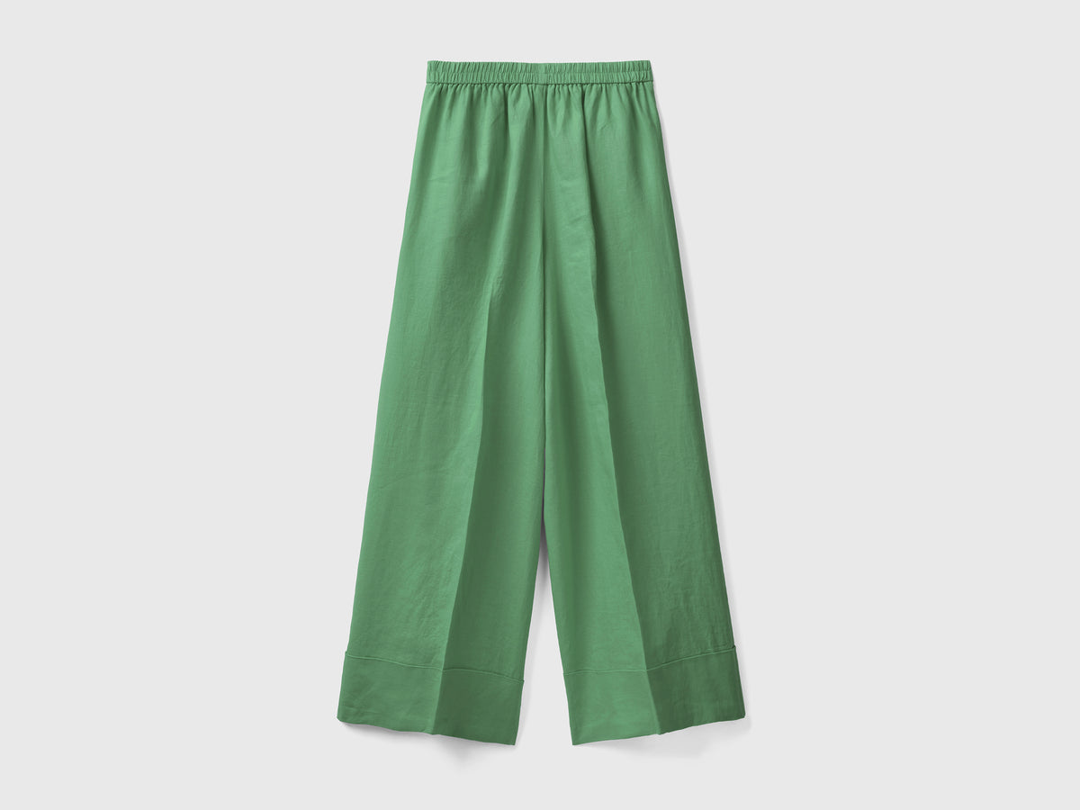 Pantaloni palazzo in 100% lino