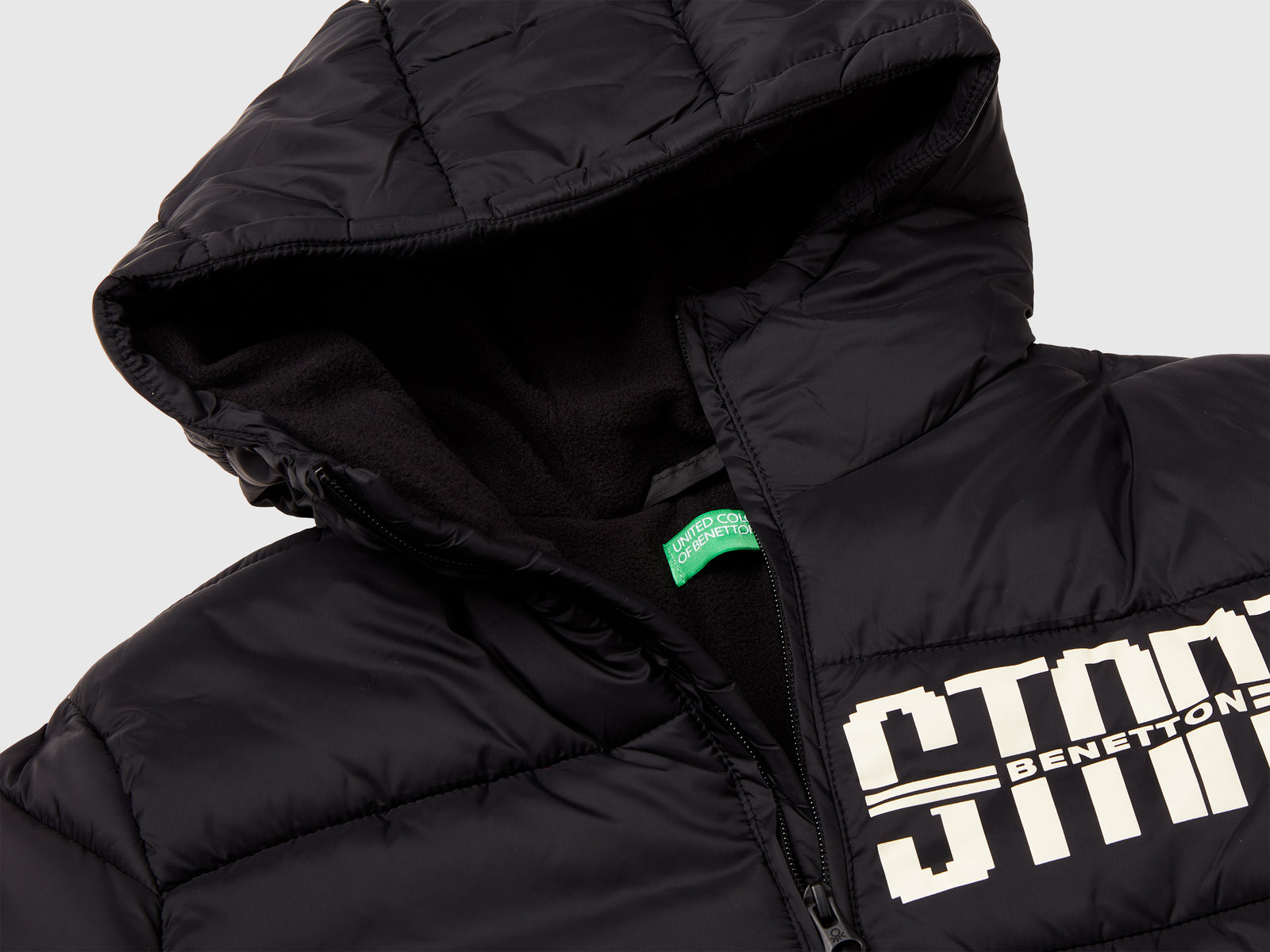 Giubbotto con stampa foderato in pile da bambino nero 3 | Benetton Outlet