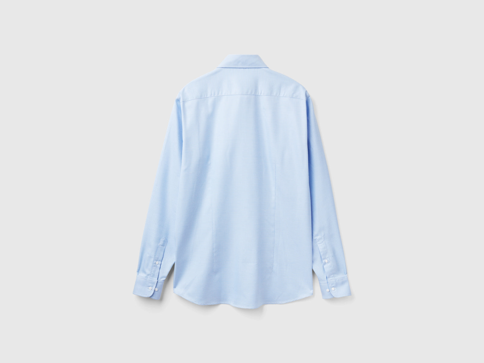 Camicia slim fit in misto cotone da uomo celeste 2 | Benetton Outlet