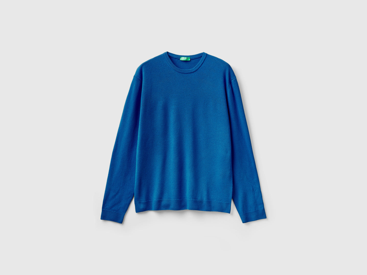 Maglia girocollo in pura lana Merino da uomo bluette | Benetton Outlet