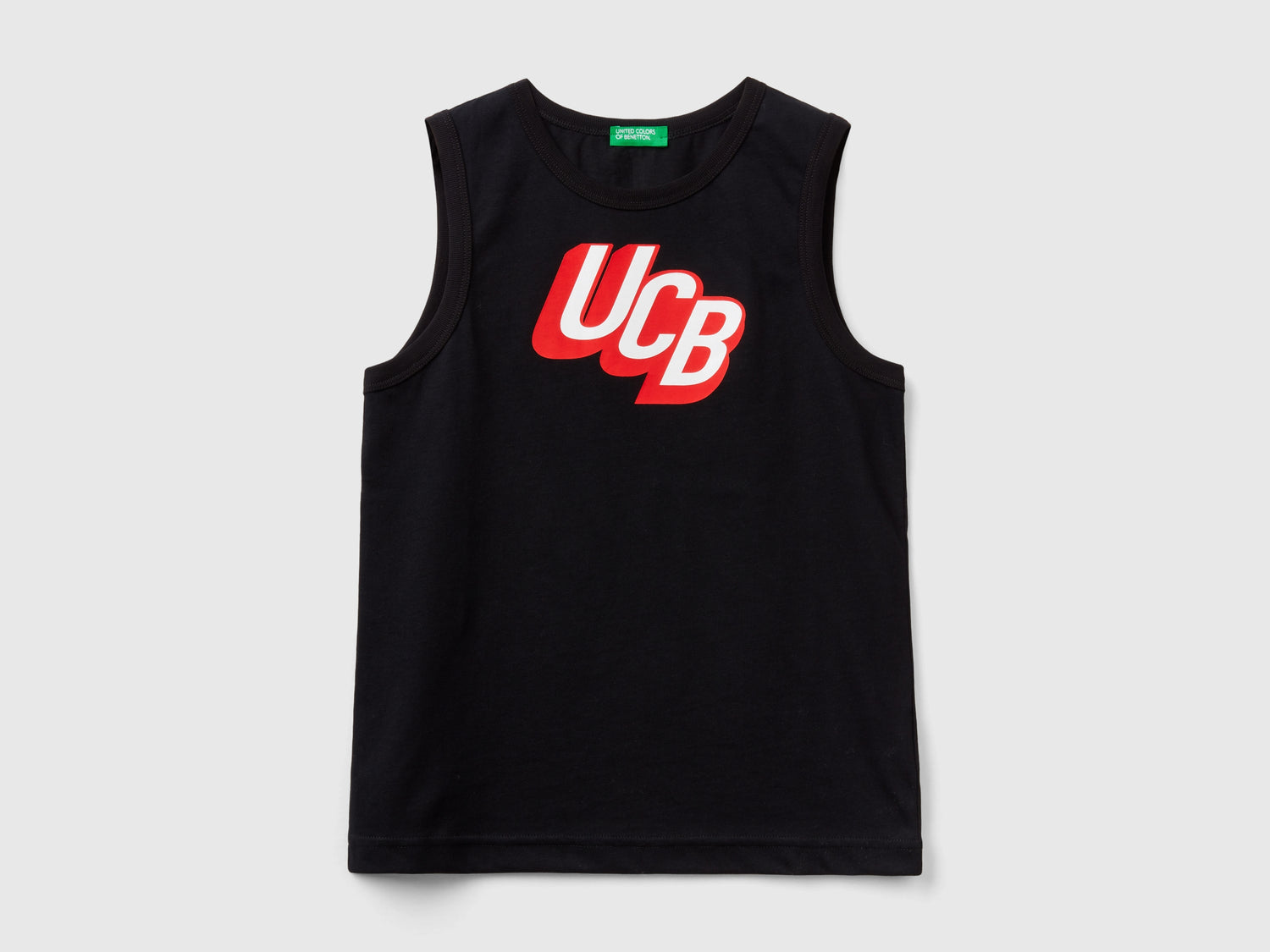 Canotta 100% cotone bio con logo da bambino nero | Benetton Outlet