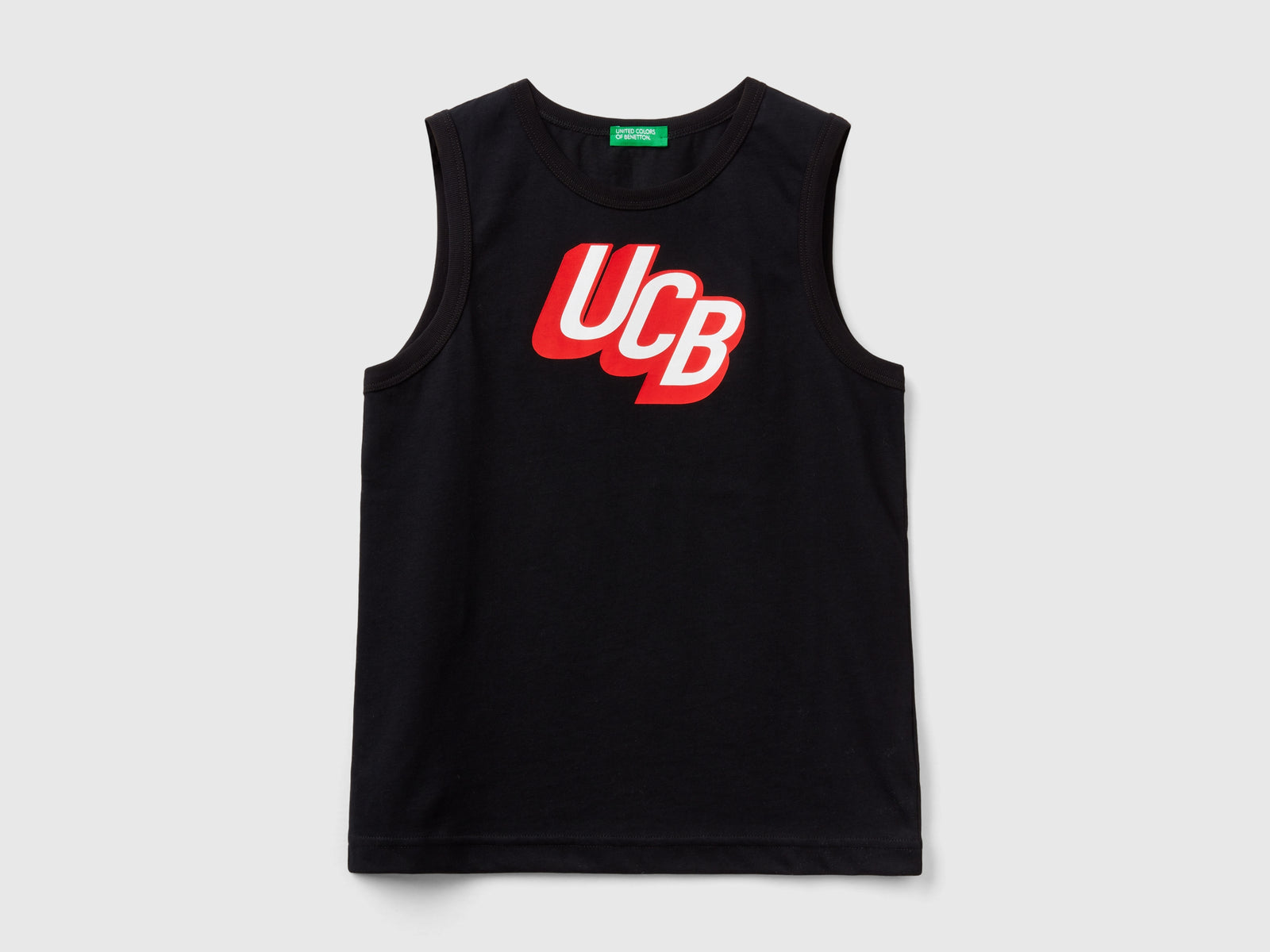 Canotta 100% cotone bio con logo da bambino nero | Benetton Outlet