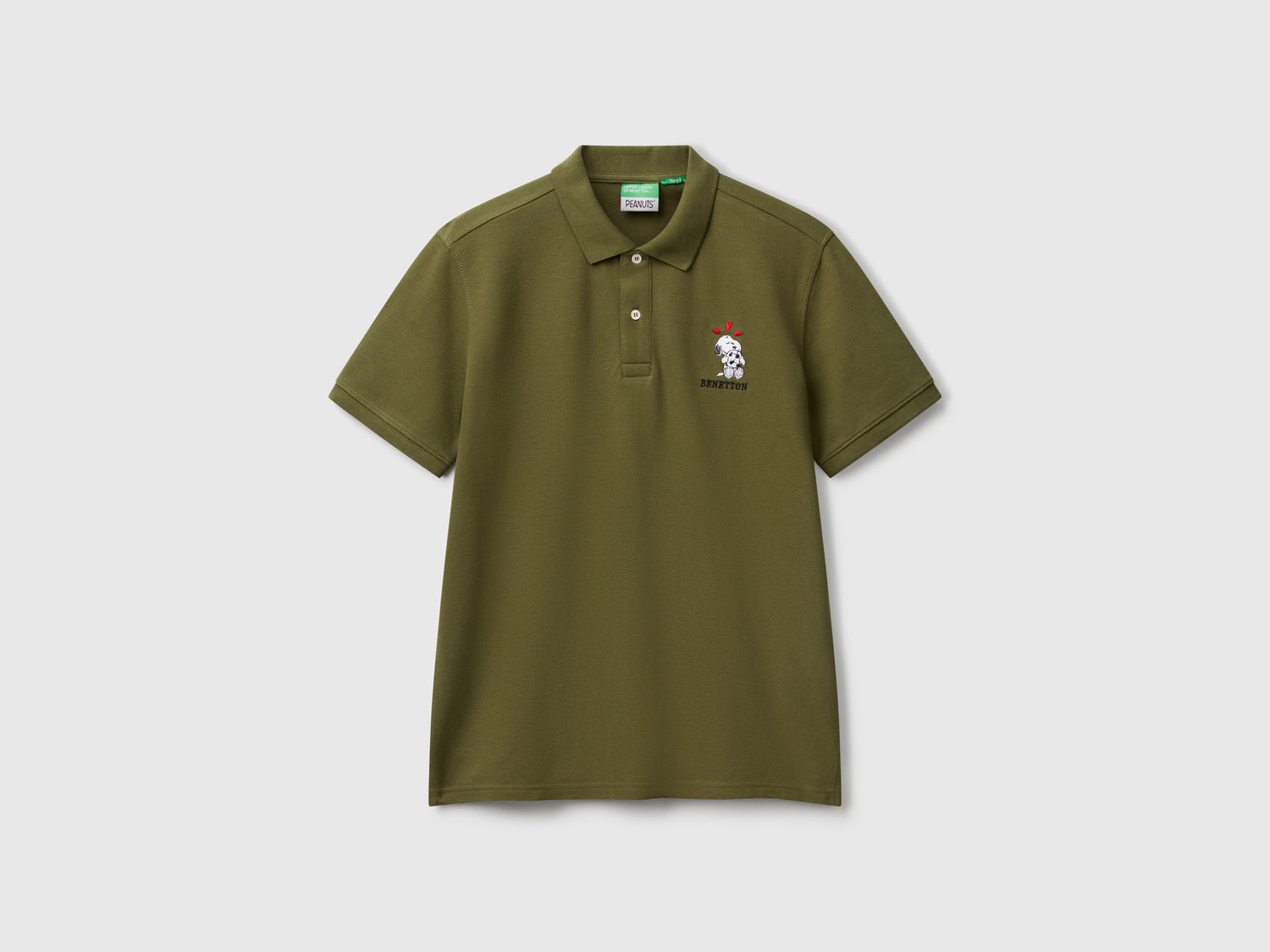 Polo regular fit Snoopy ©Peanuts da uomo verde militare | Benetton Outlet