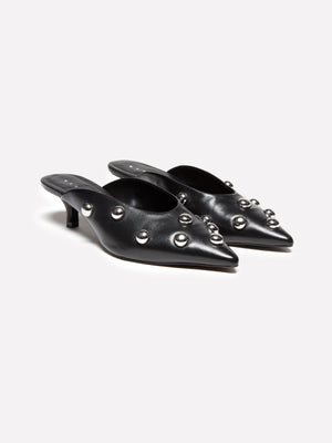 Mules 100% pelle con cabochon