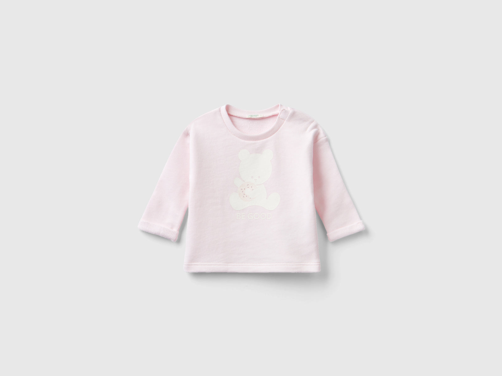 Felpa in cotone bio con stampa da neonato rosa tenue | Benetton Outlet
