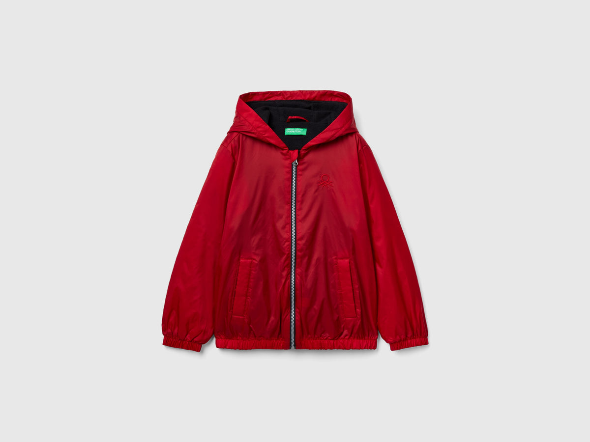 Giubbino in nylon con zip e cappuccio