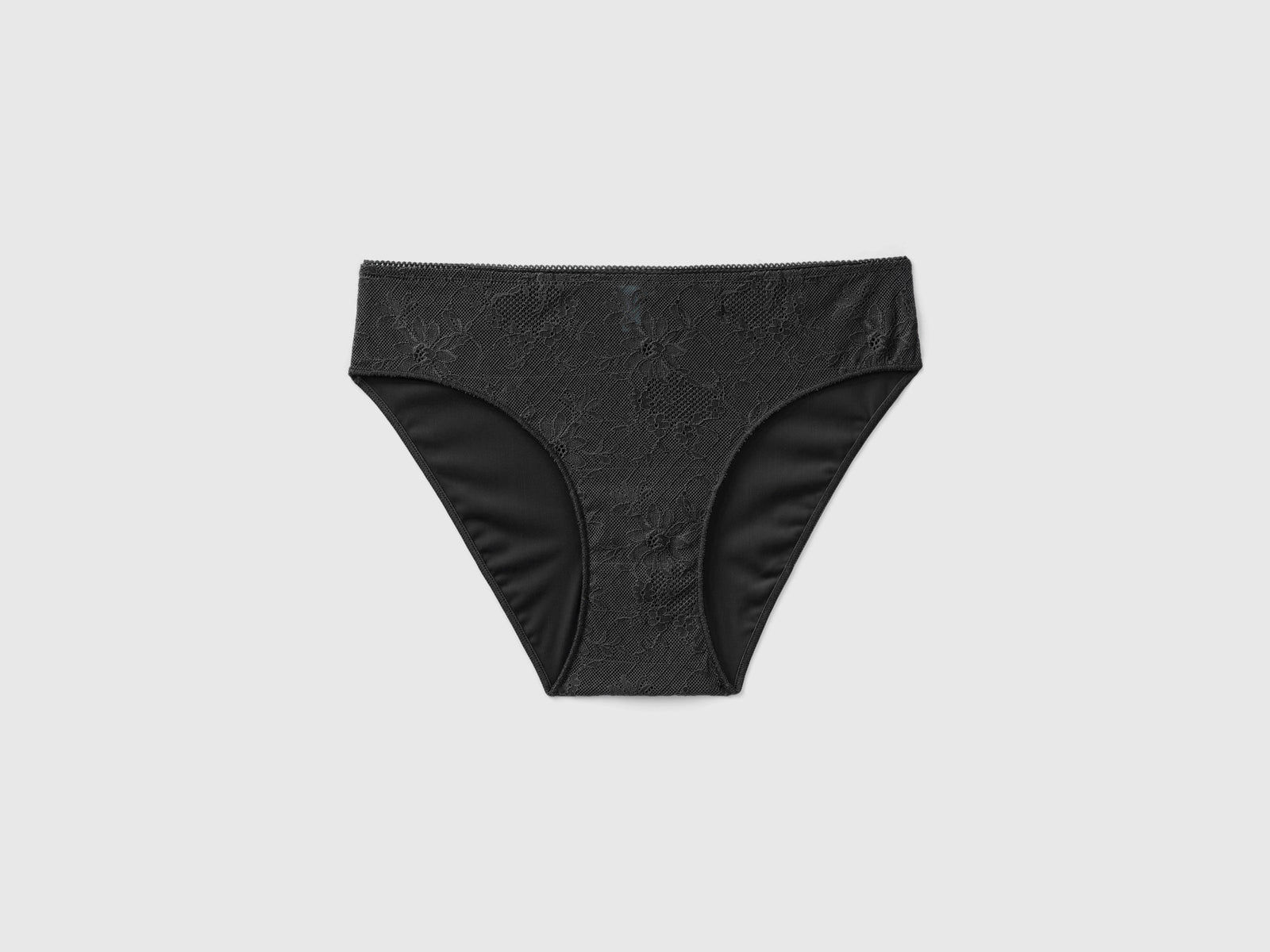 Slip in pizzo e microfibra da donna nero | Benetton Outlet
