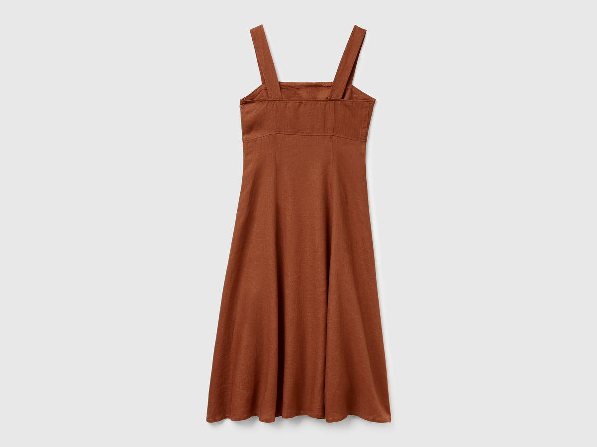 Vestito scollo quadrato in puro lino