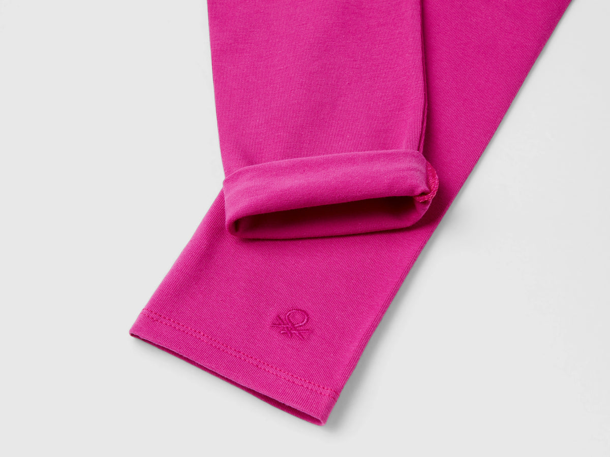 Stretch cotton leggings with logo