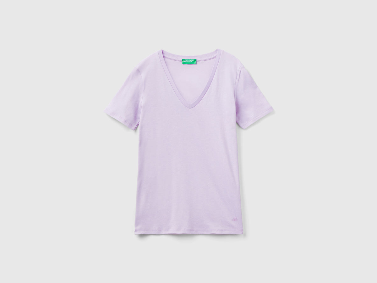 T-shirt in puro cotone con scollo a V