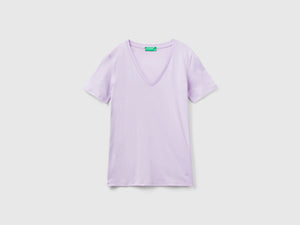 T-shirt in puro cotone con scollo a V
