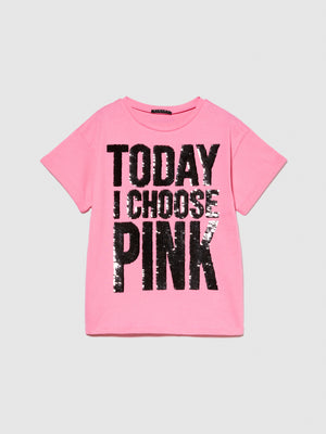 T-shirt con paillettes flip up