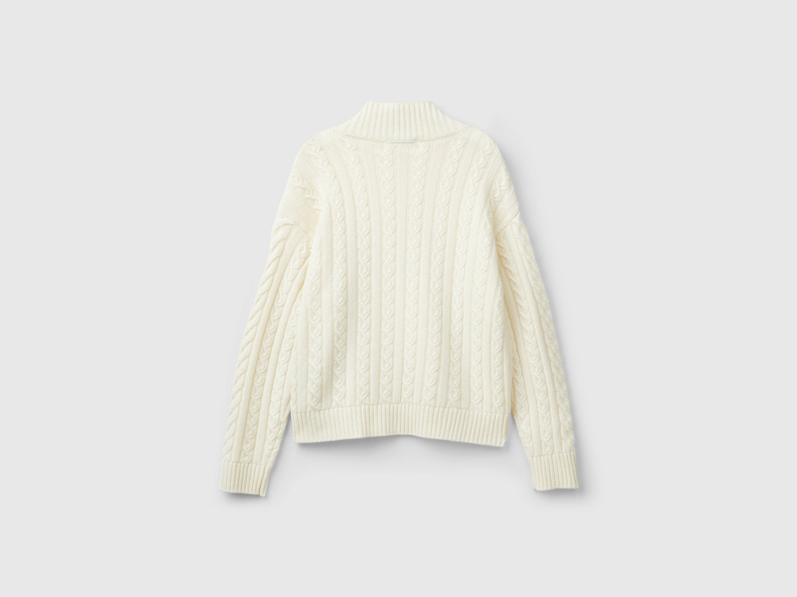 Maglione a lupetto lavorato da donna bianco panna 2 | Benetton Outlet