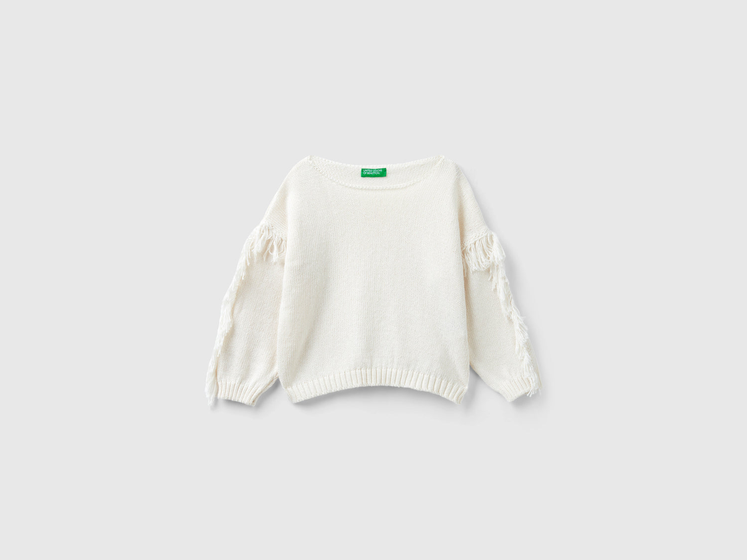 Maglioncino con frange da bimba bianco panna | Benetton Outlet