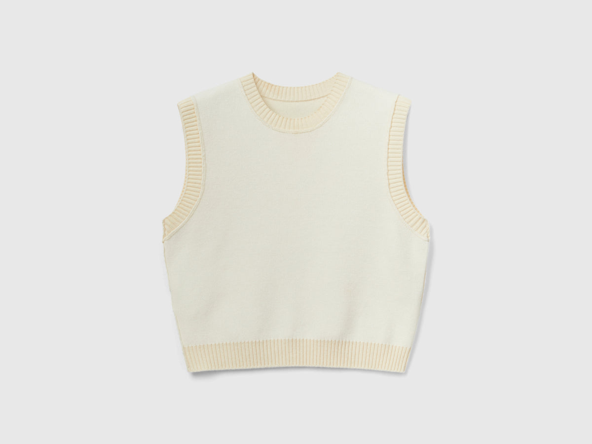 Gilet cropped in misto cashmere