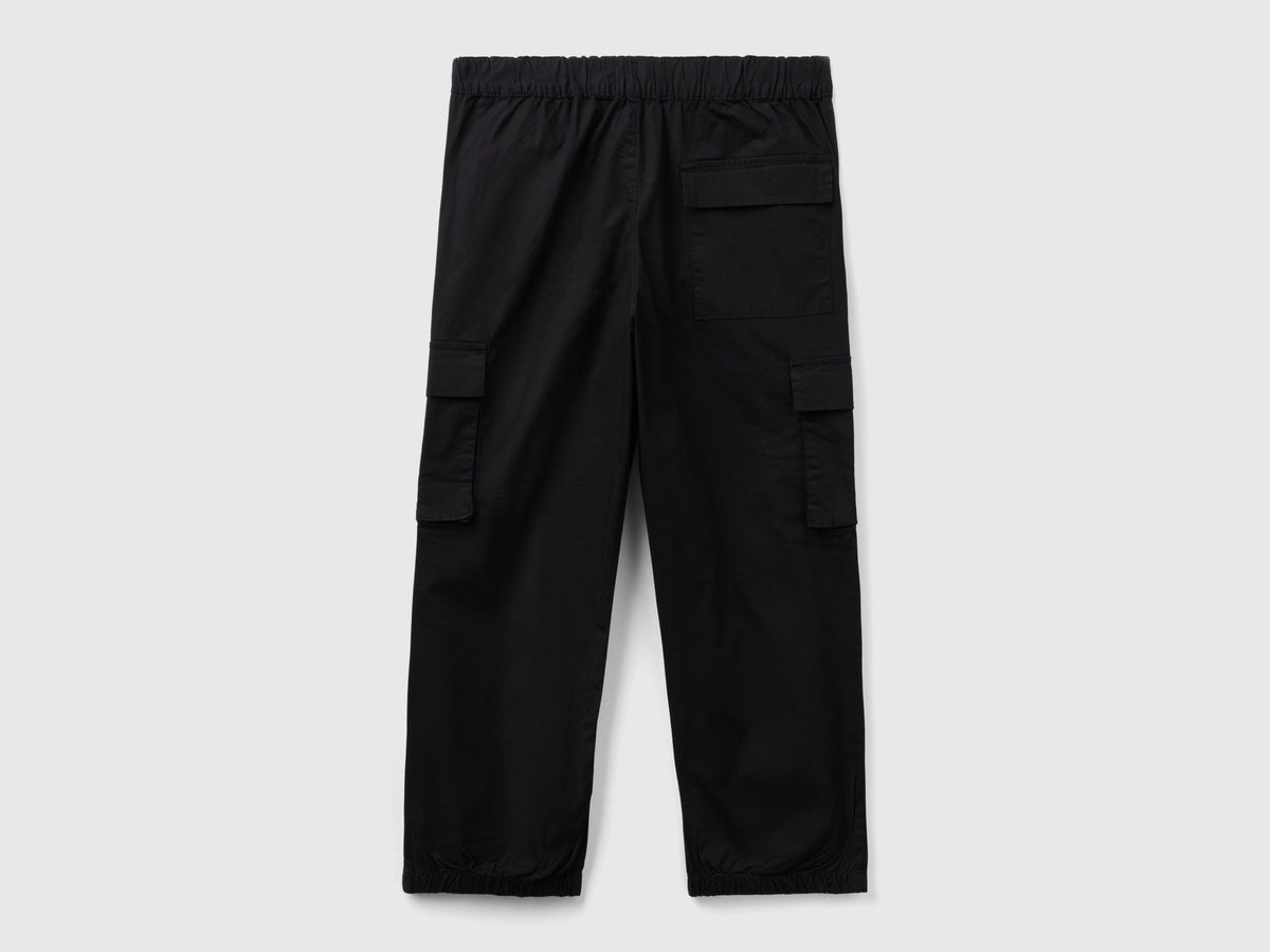 Pantaloni parachute in cotone stretch