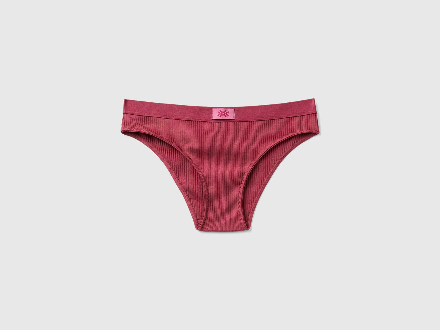 Slip fianco basso a costine da donna malva scuro | Benetton Outlet