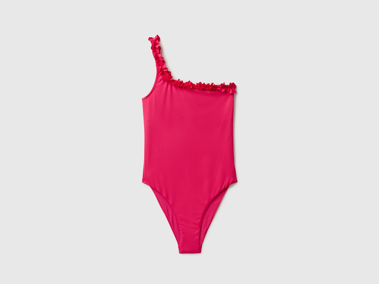 Costume intero elasticizzato monospalla da donna fucsia | Benetton Outlet